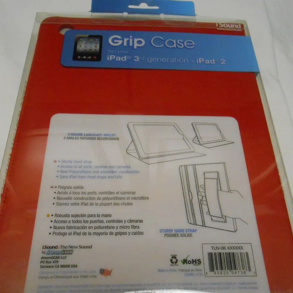 New red Grip Case for iPad 3rd Generation & iPad 2 Magnetic multiple angles 📘